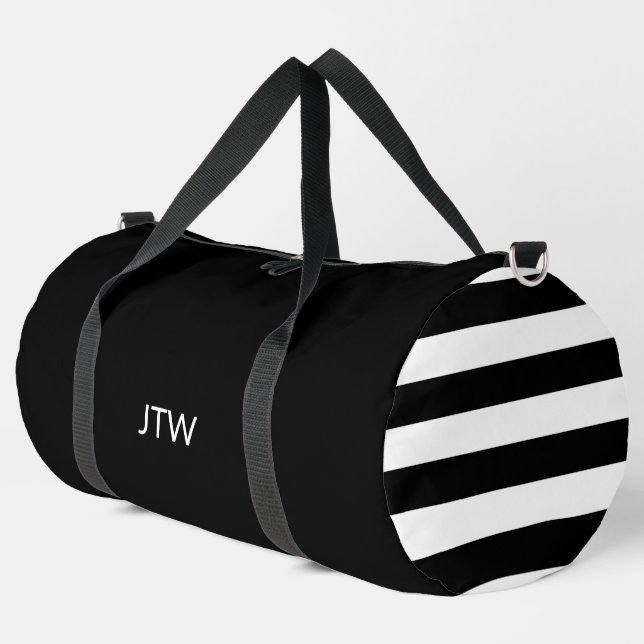 Sac De Sport Simples Motifs de monogramme noir et blanc (Coin gauche)