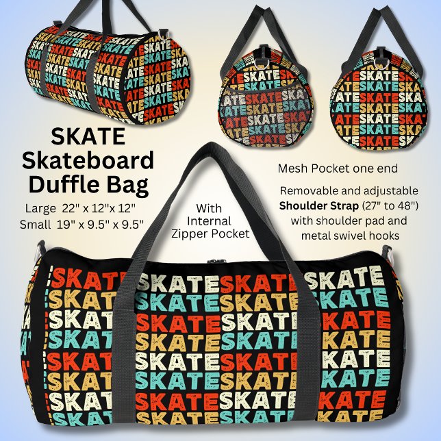 Sac De Sport SKATE répété pour Skateboarder sur Black (Créateur téléchargé)