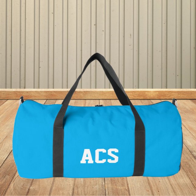 Sac De Sport Sky Blue and White School Colors with Letters (In Situ)