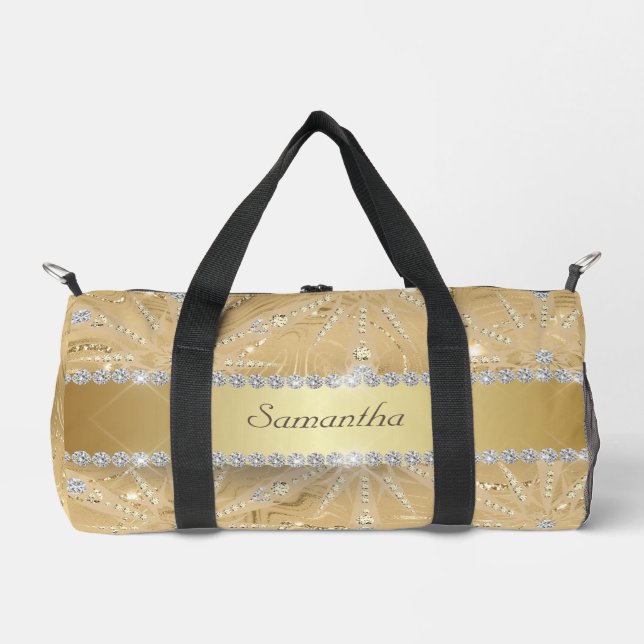 Sac De Sport Snowflake Or Avec Sparkle Diamond Nom Personnalisé (Recto)