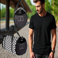Soccer Boys Motif géométrique Blanc noir Monogramm