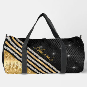 Sac De Sport Style Crystal Gold et noir Personnalisé