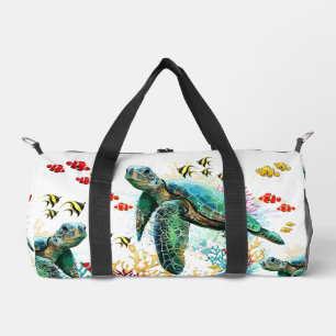 Sac De Sport Style d'aquarelle sous-marine de tortue marine