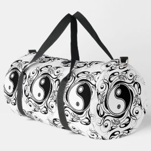 Sac De Sport Symbole Yin & Yang style de tatouage noir et blanc