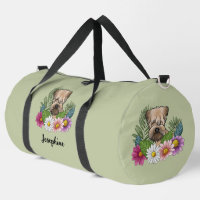 Terrier Wheaten à poil doux avec fleurs et nom
