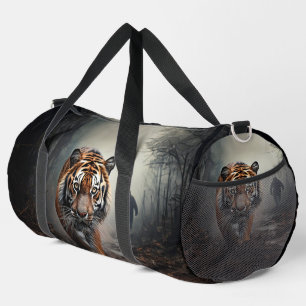 Sac De Sport Tigre noir et orange forêt surréaliste