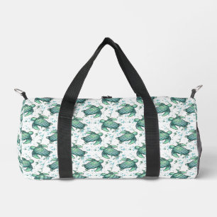 Sac De Sport tortue de mer aquarelle verte motif bleu animal