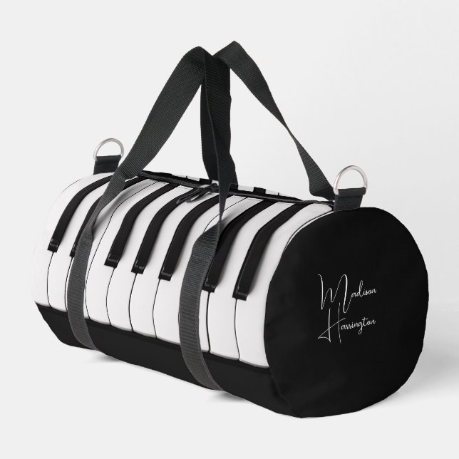 Sac De Sport Touches de piano de nom personnalisé (Coin gauche)