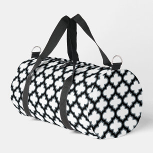 Sac De Sport Trellis blanc et noir, treillis, Quatrefoil