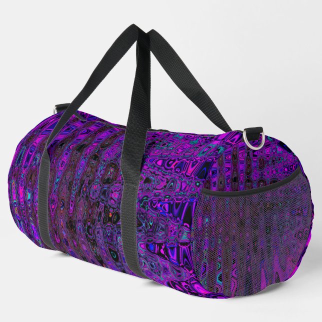 Sac De Sport Trippy violet et noir rétro ondes atomiques (Coin droit)
