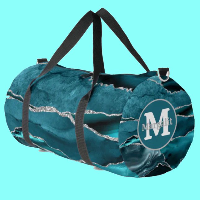 Sac De Sport Turquoise Blue Agate Gemstone Monogramme Grand Duf (Créateur téléchargé)