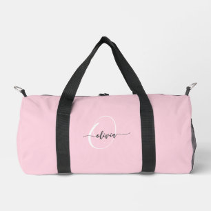 Sac De Sport Typographie Monogramme moderne et élégant rose