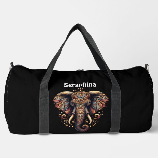 Sac De Sport Un éléphant majestueux orné de motifs complexes (Recto)