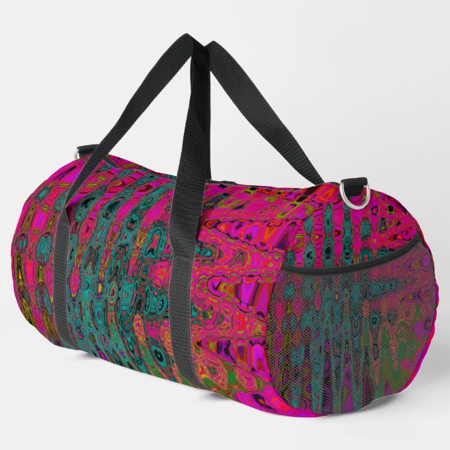 Sac De Sport Vagues atomiques Abstraites Turquoise Trippy (Coin droit)