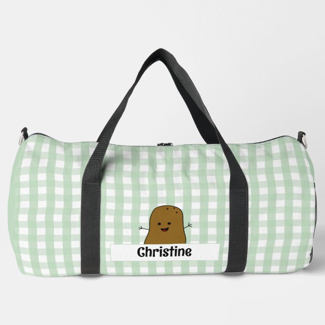 Sac De Sport Vert En vichy Brown Pomme de terre personnalisée (Recto)