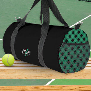 Sac De Sport Vert et noir Buffalo Plaid Monogrammé