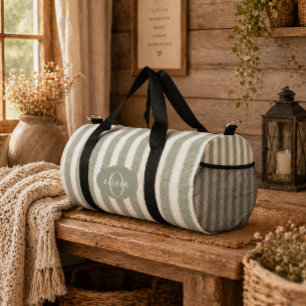 Sac De Sport Vert sauge personnalisé, Fermes rayées personnalis