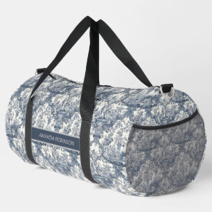Sac De Sport Vintage damas à fleurs Bleu toile de jouy monogram