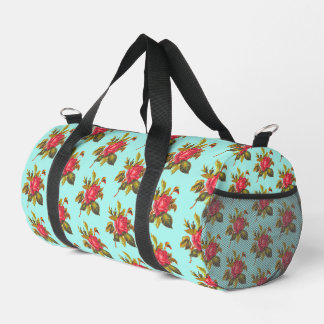 Sac De Sport Vintage Rose Pattern and Aqua Blue Bridal Wedding 