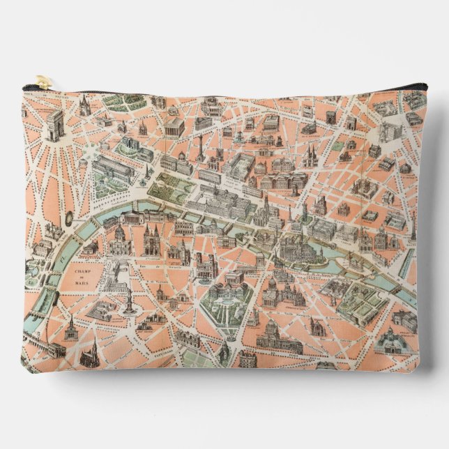 Sac de toilette Carte Paris vintage (Recto)