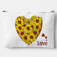 Sac de toilette cosmétique grande tournesol cœur
