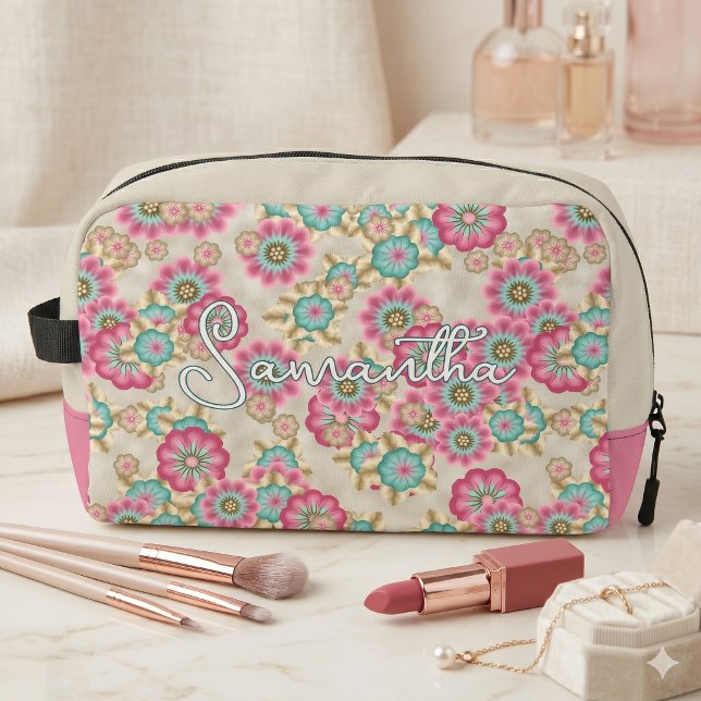 Sac de toilette floral à motif rétro de cerisier é (Créateur téléchargé)
