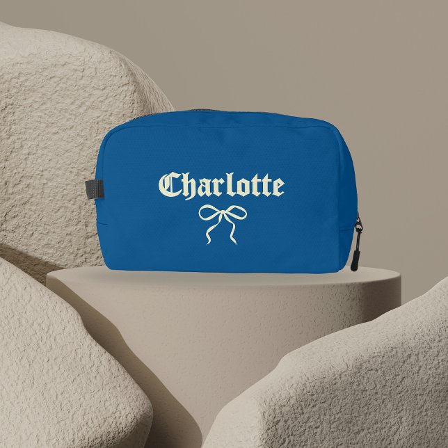 Sac de toilette gothique coquette bleu personnalis (bridesmaid gift, bridal shower gift, bachelorette gift, custom makeup bag, travel makeup bag,)