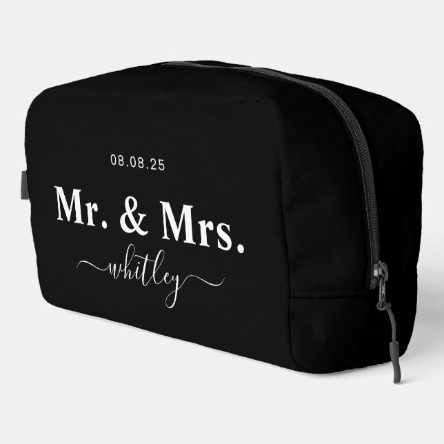 Sac de toilette M. & Mme pour couple (noir) (Coin droit)