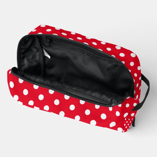 Sac de toilette pois rouge et blanc (Ouvrir)