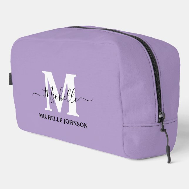 Sac de toilette pourpre avec monogramme (Coin droit)