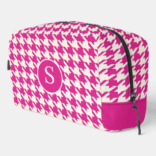 Sac de toilette rose et blanc chaud Houndstooth