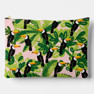 Sac de toilette Toucan rose et vert