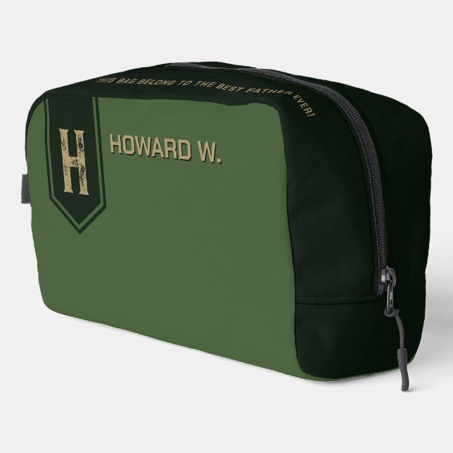 Sac de toilette vert militaire pour homme/père (Coin droit)