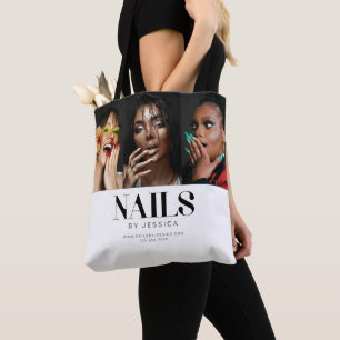 Sac de tote élégant Typographie Noir Blanc 3 Photo