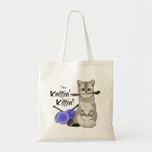 Sac de Tricot de chat coton fourre-tout avec poign (Devant)
