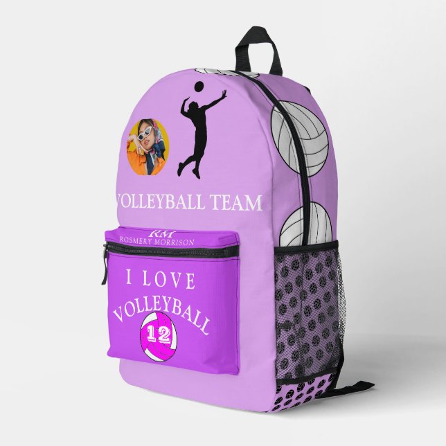 Sac de volley-ball Girly Purple Photo personnalisé (Coin arrière droit)
