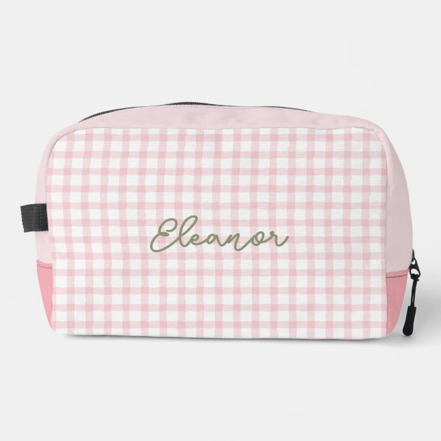 Sac de voyage de En vichy rose personnalisé (Recto)