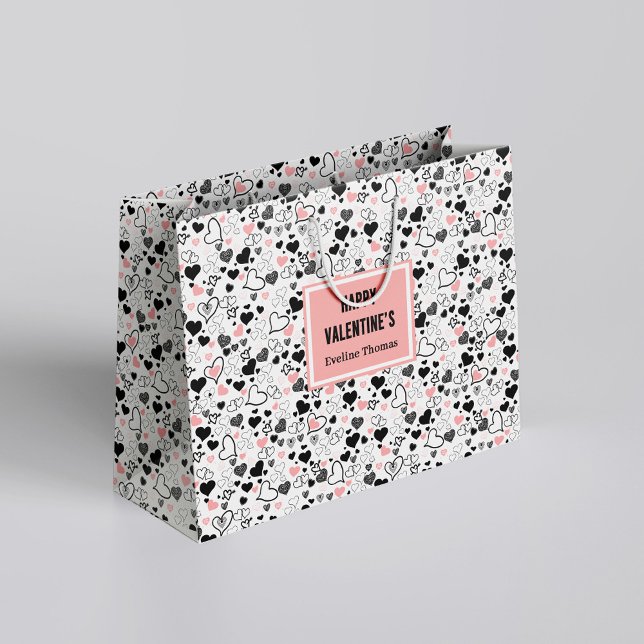 Sac de wrapping cadeau personnalisé avec nom Maria (Custom Name Wedding Heart Sketch Gift Wrapping Bag)