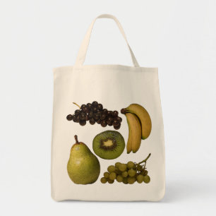 Sac d'épicerie de fruit - raisins, bananes, kiwi,