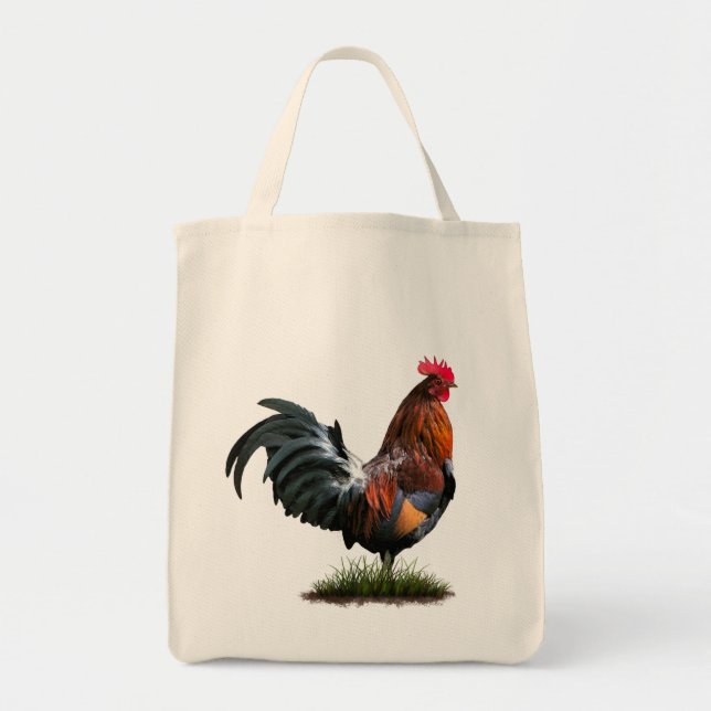 Sac d'épicerie peint de coq (Devant)
