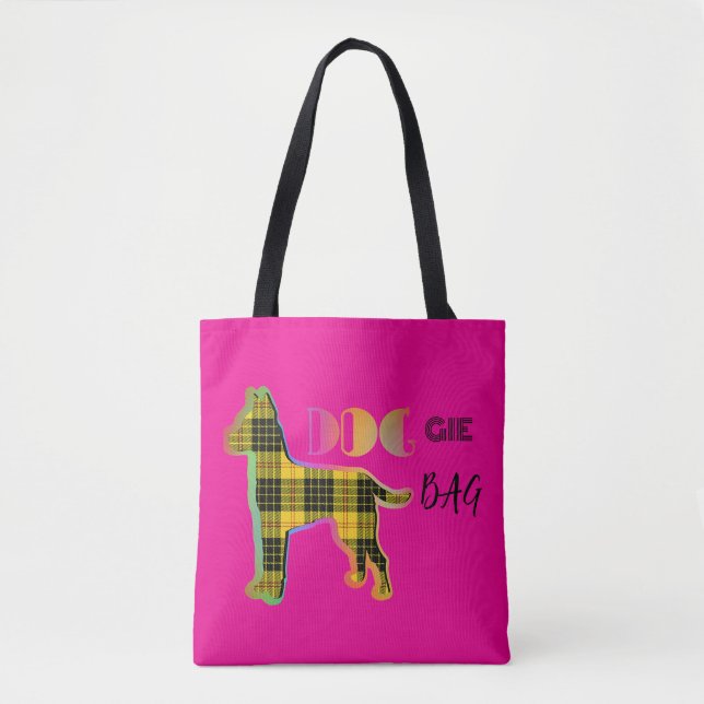 Sac Doggie Jaune Plaid Sac fourre-tout rose chaud (Devant)