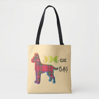 Sac Doggie Rouge Plaid Pale Jaune Sac fourre-tout