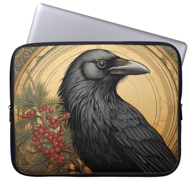 Sac d'ordinateur portable Art Nouveau Crow (Devant)