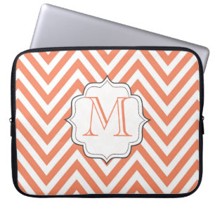 Sac d'ordinateur portable Monogram Orange Chevron 
