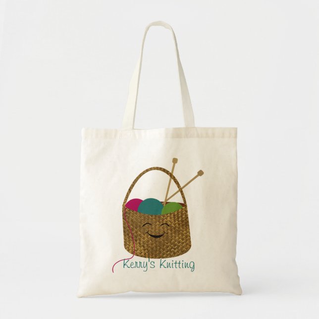 Sac du panier du tricoteur heureux personnalisé (Devant)