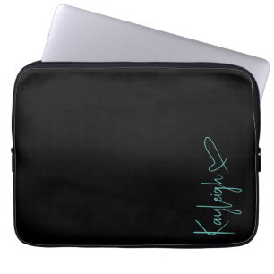 Sac électronique de nom de script noir et de menth