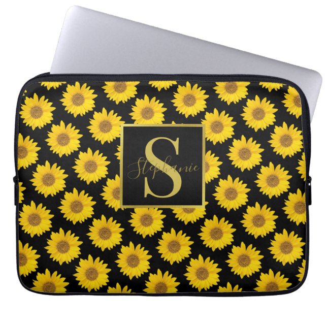 Sac électronique monogramme de tournesol jaune (Devant)