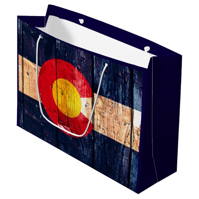 Sac en bois rustique de cadeau de drapeau du (Devant Angle)