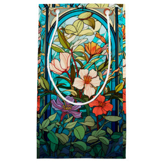 Sac en papier cadeau à motif de fleurs en verre co