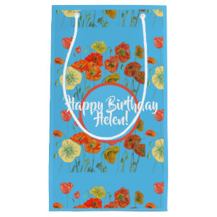 Sac en papier cadeau floral Pavots orange d'Island